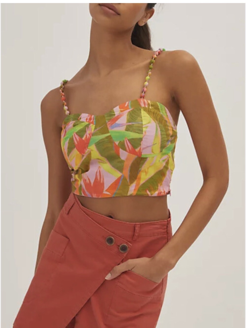 Anthropologie x Farm Rio Structured Cropped Top, Size S